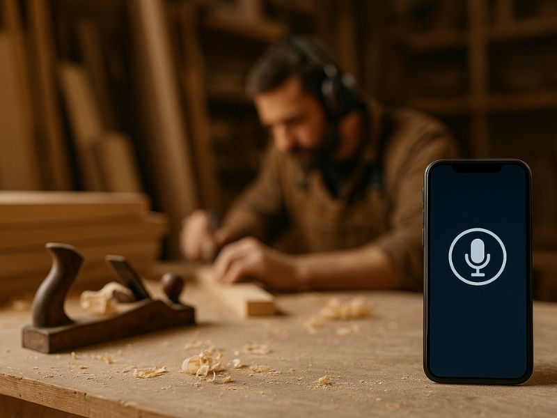 Tischler mit KI-Telefonassistent für Anrufannahme