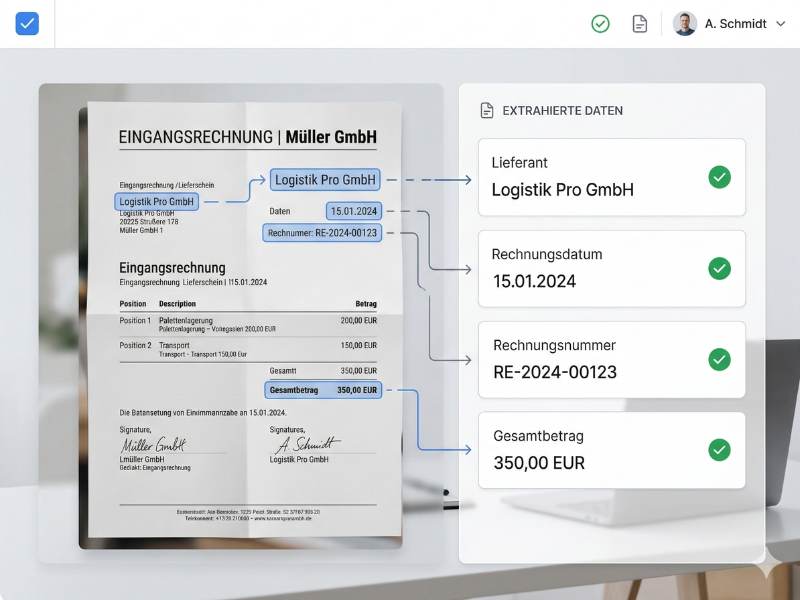 KI-gestuetzte Dokumentenverarbeitung im Vergleich zu manueller Eingabe